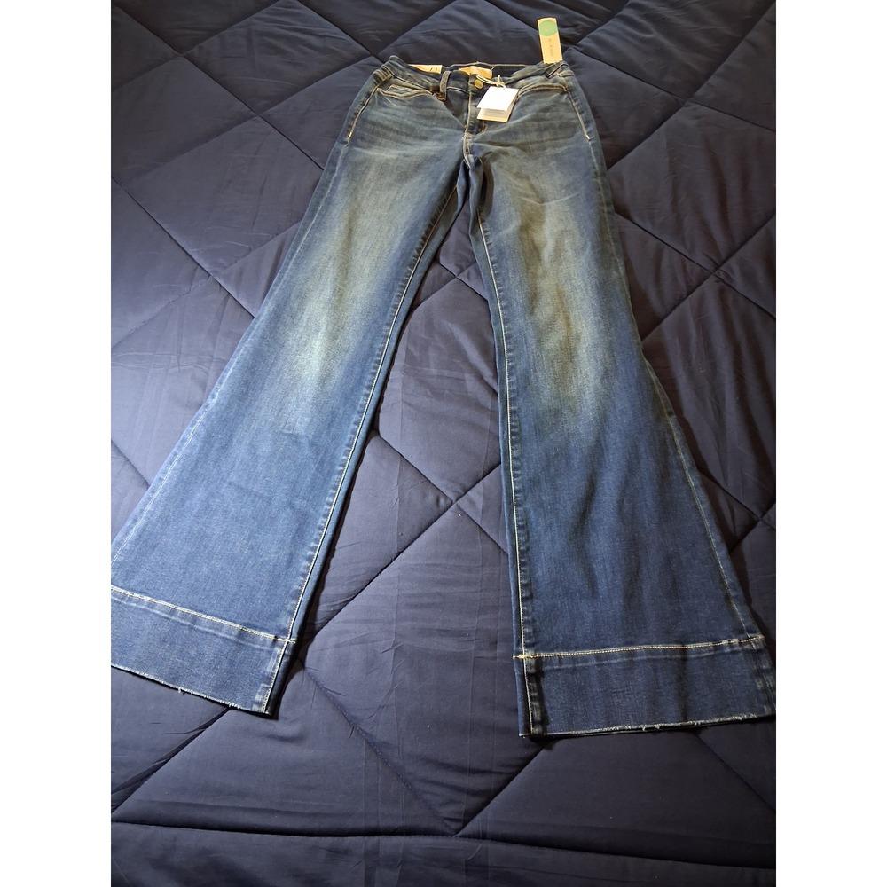 Vervet Blue Grace High Rise Easy Flare Jeans Medium Wash Raw Hem Size 26 NWT